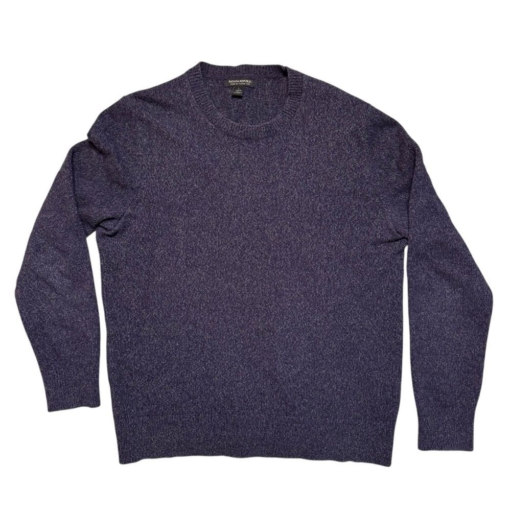 VINTAGE Banana Republic Italian Yarn Wool Blend Crewneck Eggplant Sweater Sz L